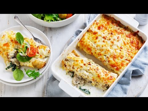 Chicken and Mushroom Crepe Bake