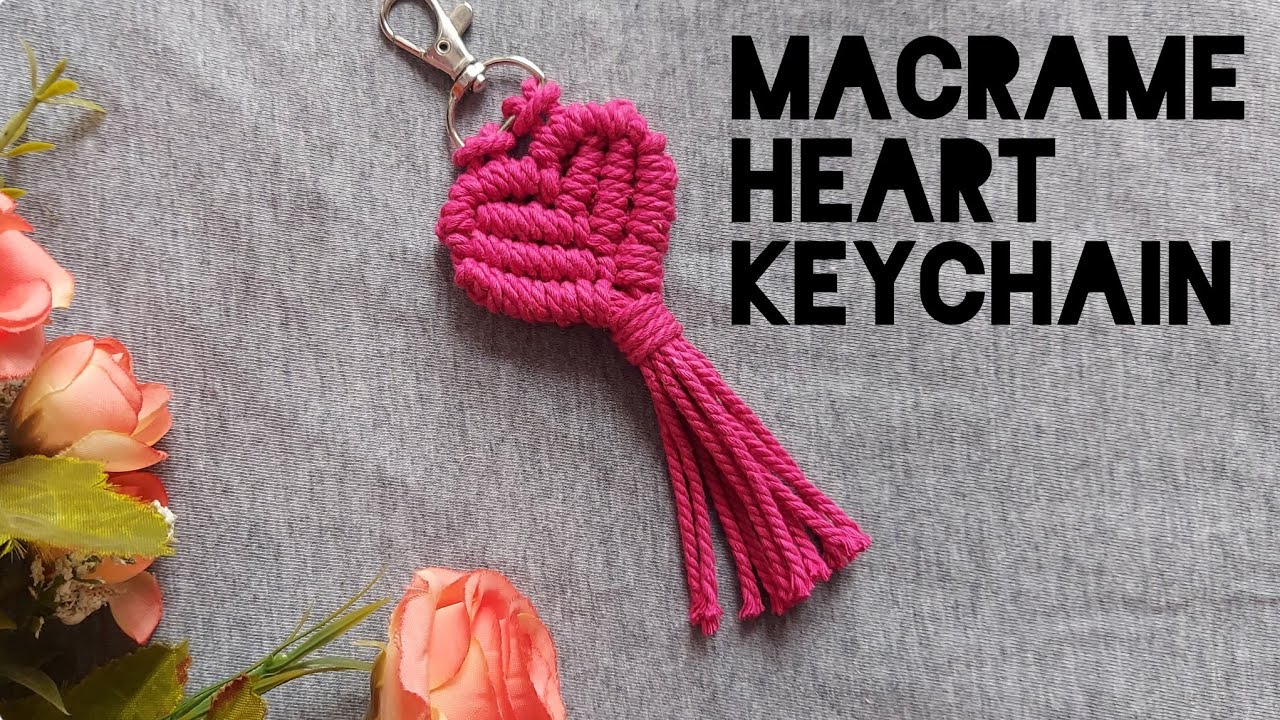 Como hacer llavero 💕 Corazones de Macramé / Macrame hearts keychain 