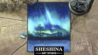 How to draw the Northern lights (Aurora borealis) with soft pastels 🎨 REAL TIME