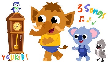 Hickory Dickory Dock | 3 Songs | YouKids Nursery Rhymes & Kids Songs