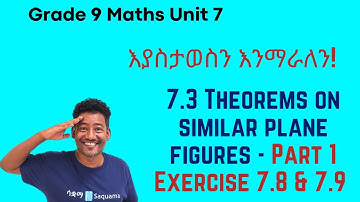 Grade 9 Maths Unit 7: 7.3 Theorems on similar plane figures - Part 1, Exercise 7.8 &  7.9 | Saquama