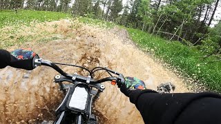 A Rainy, Muddy Coleman Mini Bike Ride- POV Trail Riding