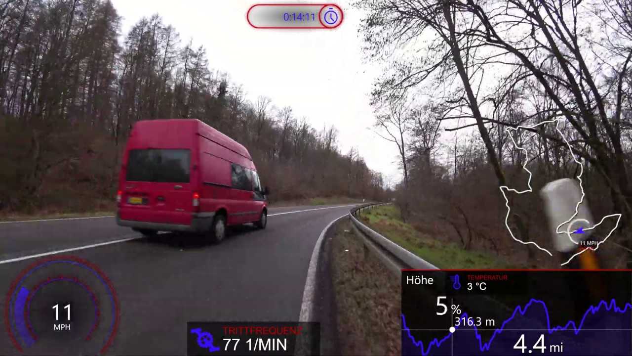 1 hour Virtual intervall Cycling Workout with Cadence speed Display