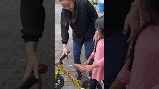 Samantha Learns to Ride a Balance Bike with Her Mom, Scared of Falling and Crying