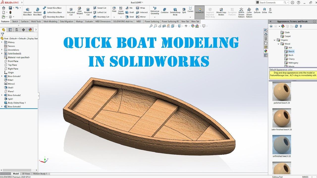 Making a boat in SolidWorks - YouTube