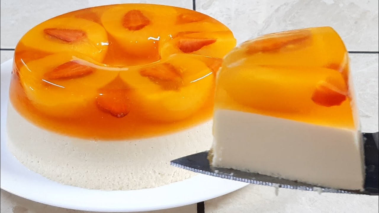 Si tienes duraznos prepara esta gelatina rellena de 3 leches 🍑 / Cocina con Jenny