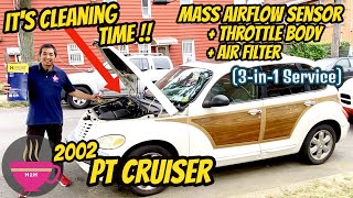 How to: 2002 Chrysler PT Cruiser Air Intake Service Maintenance (Air Filter, MAF,  Throttle Body)