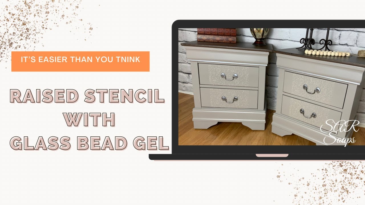 Raised stencil with Glass Bead Gel. YouTube