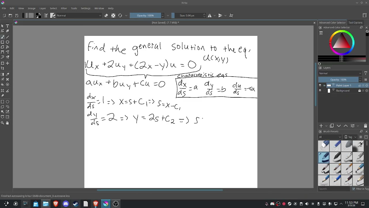 SOLVING A FIRST ORDER PDE (there was no reason to post this) (i made like 8 mistakes) im tired