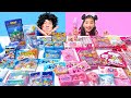 Mukbang Pink Food VS Blue Food Challenge in Korea 빨간색 파란색 음식 韓国のお菓子ピンクVSブルーフードチャレンジ！