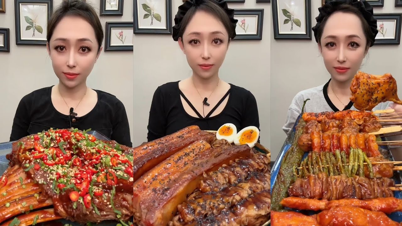 Yummy #38:Eat spicy 🥵🔥 rib belly braised pork belly fried skewer 🍢🍡#mukbang #yummy #delicious 
