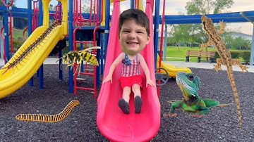 LIZARDS, BUGS & PLAYING at BEST PARK Playground EVER with MOM and DAD! Caleb