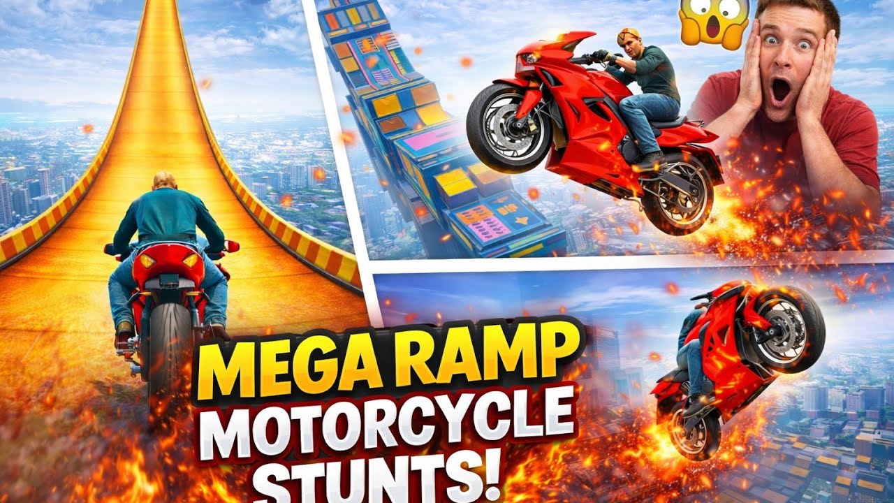 Extreme Motorcycle Stunts in Mega Ramp Game 🏍️💥 |