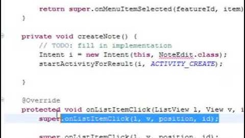 Android NotePad Tutorial video 7/16