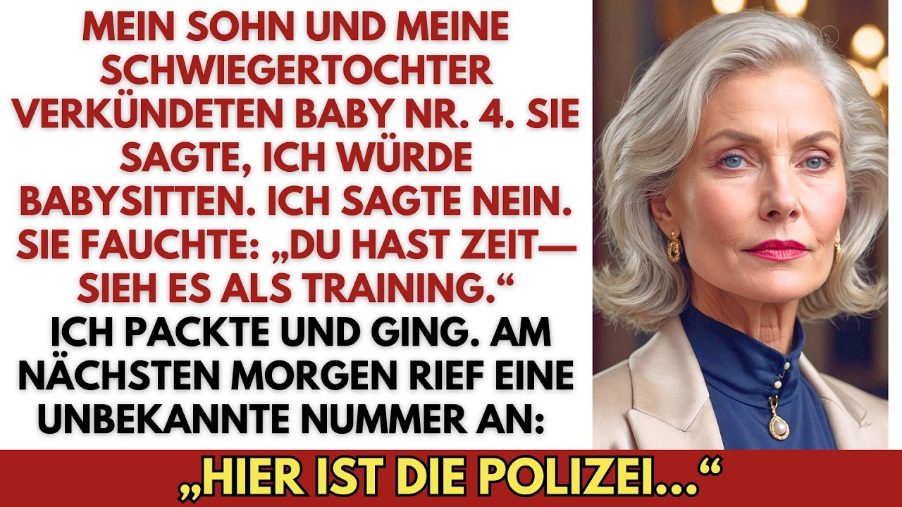 Ich war 67, saß in meinem eigenen Garten und hörte meiner Schwiegertochter zu, wie sie erklärte, dass ich künftig jeden Vormittag ihre drei Kinder betreuen würde – als wäre es meine Pflicht. Es...