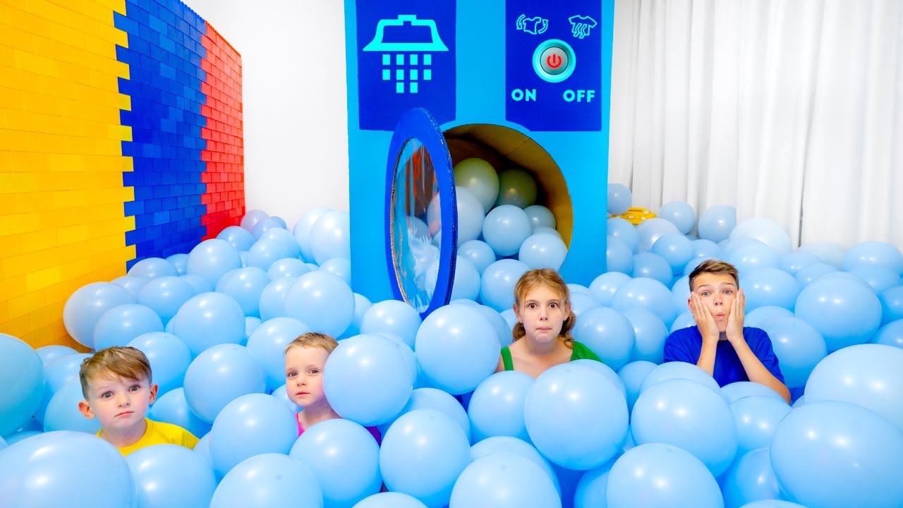 Cinq enfants jouent avec une machine à laver magique 🛁 - YouTube