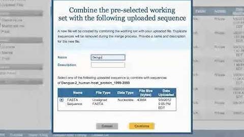 ViPR Workbench: 10. Combine Uploaded Sequence File with Working Sets