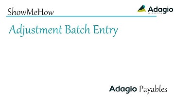 Adagio Payables - Adjustment Batch Entry