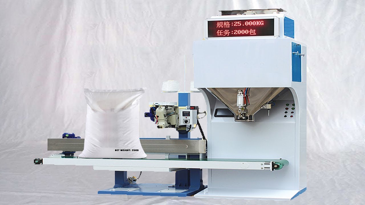 25KG powder bags filling sewing semi automatic filler sealer line