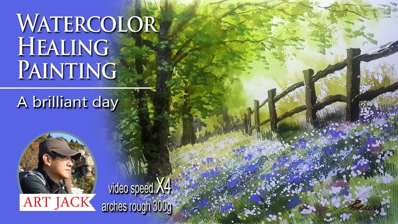 Watercolor Healing Painting / Natural Landscape Painting / A brilliant ...