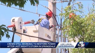 Crews still working to restore power after last night's storm in Springdale