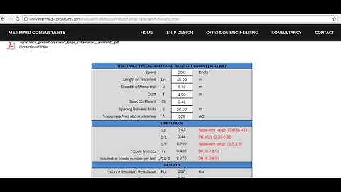 ROUND BILGE CATAMARAN RESISTANCE AND PROPULSION CALCULATION