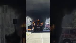 Lausd Electric School Bus Catches Fire Under Freeway Overp