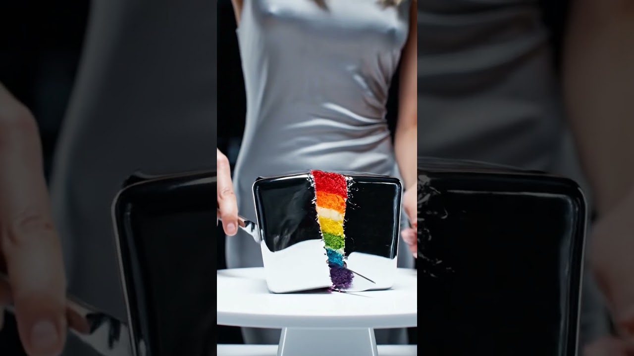 🌈💎 Mirror Cube Illusion | Metallic Cake Slicing Satisfaction