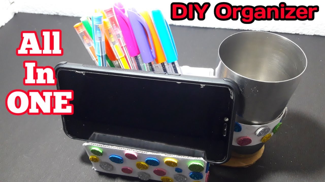 All in ONE Homemade Pen Stand Homemade Coffee Stand Mobile Stand