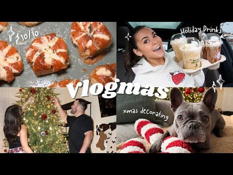 VLOGMAS 🎄 Making the BEST Korean Garlic Buns, Holiday Coffees & Cozy Christmas Decorating