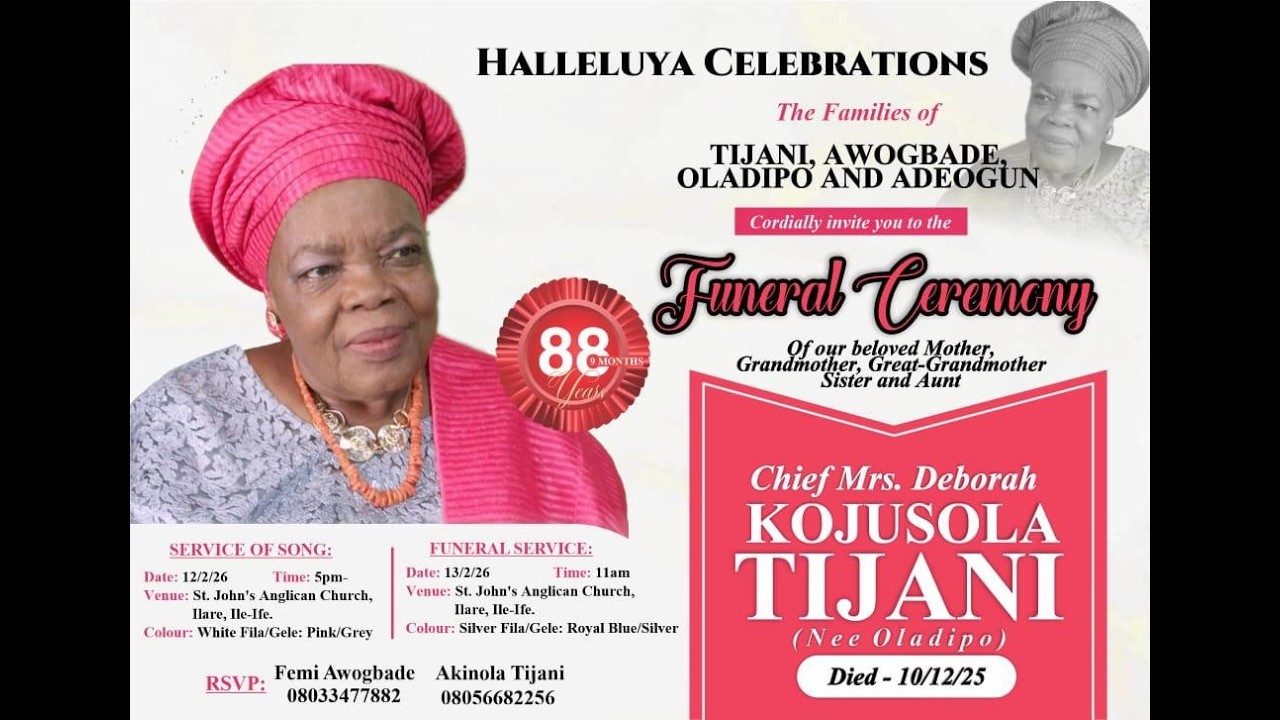 Burial Service of Chief Mrs. Deborah KOJUSOLA