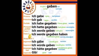 Geben In Allen Zeitformen. Vermek Fiili Bütün Zamanlarda.