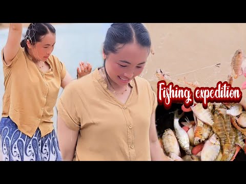 Mom was delighted with her successful fishing expedition.