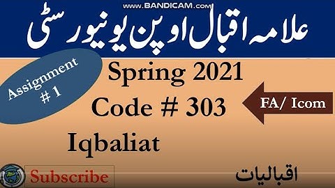 AIOU Code 303 Solved Assignment No.1 Spring  2021| Subject: Iqbaliat | Level: FA/ICom