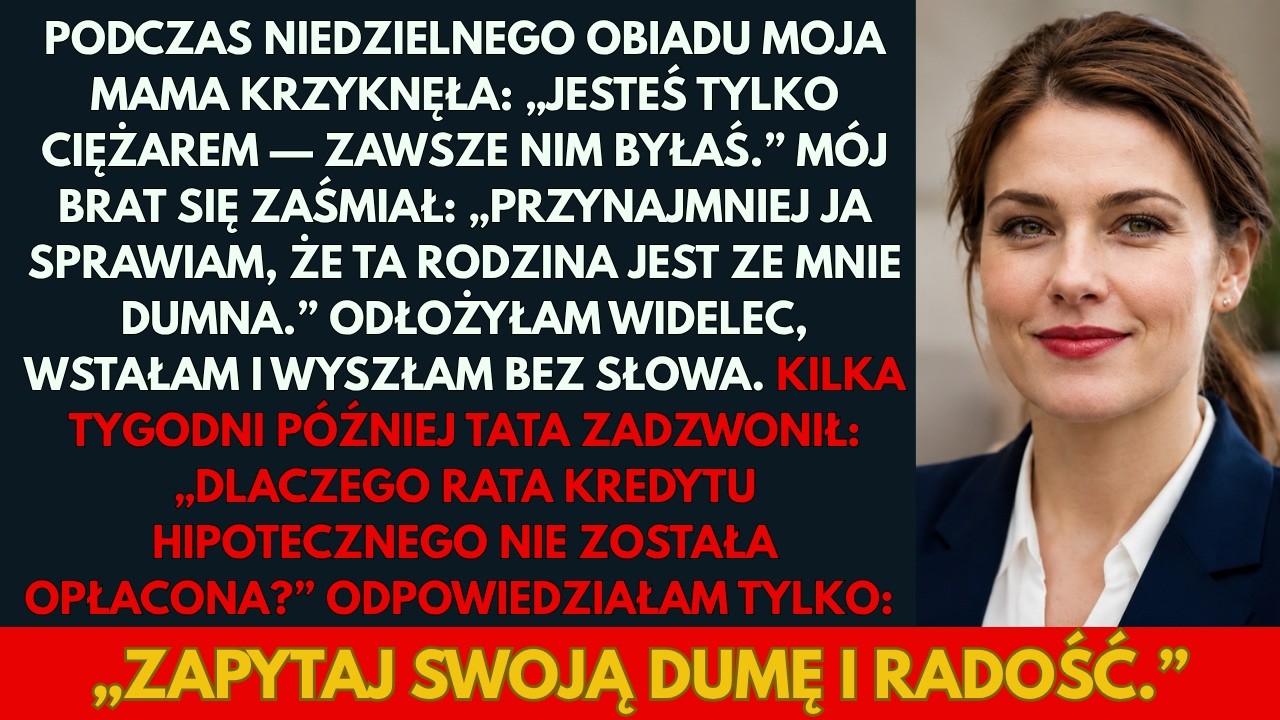 Zamroziło mnie, gdy moja matka spojrzała na mnie przez półmisek i powiedziała: „Jesteś tylko ciężarem, zawsze nim byłaś”. Było święto dziękczynienia, wszyscy siedzieli przy stole, a w salonie...
