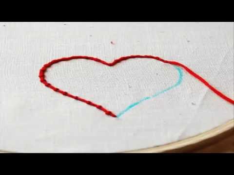 Embroidery  Couching Stitch simple heart