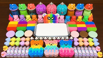 Mixing Random Things into GLOSSY Slime!! Satisfying RAINBOW BEAR Video #57