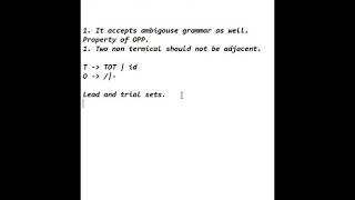 Compiler Construction - Operator precedence parser