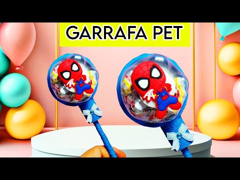 ARTESANATO COM GARRAFA: LEMBRANCINHA HOMEM ARANHA