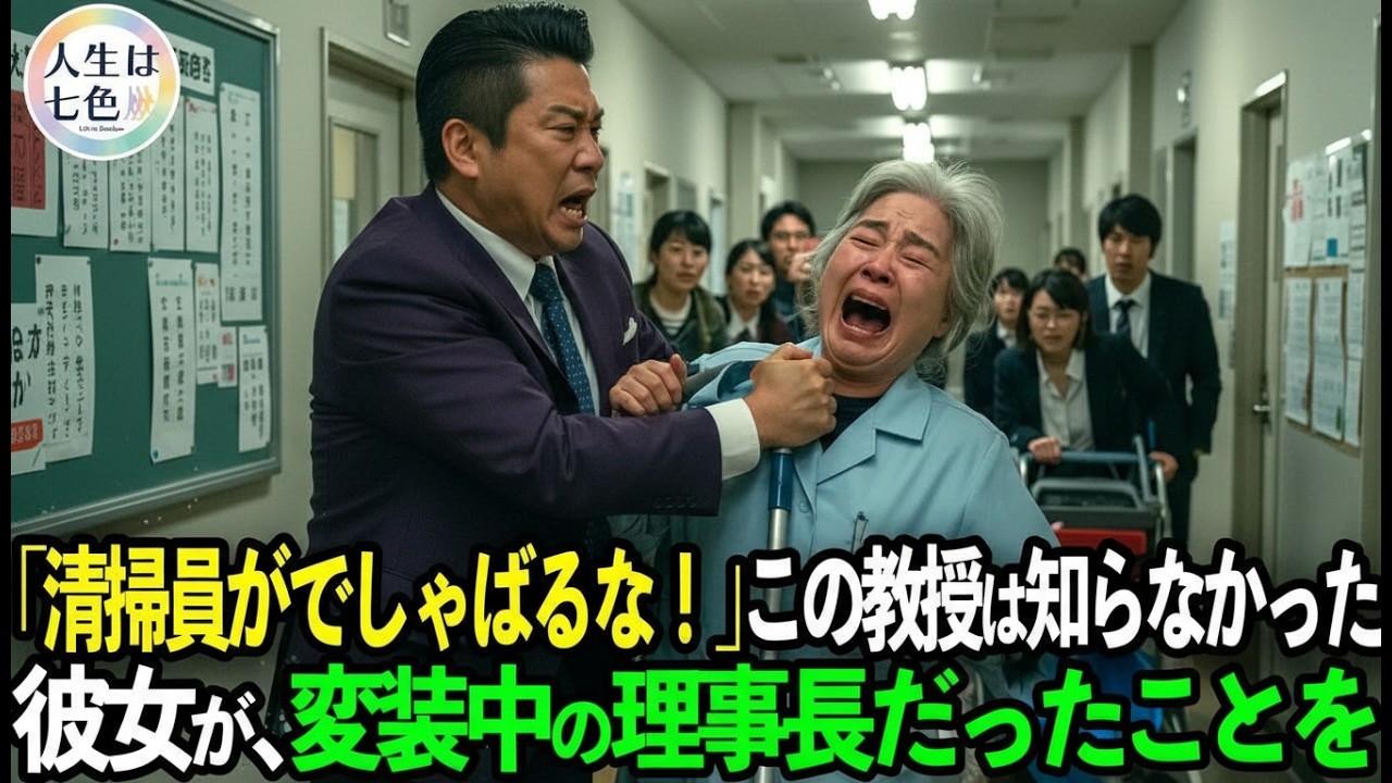 「清掃員の分際で口を出すな！」大学廊下で胸倉を掴まれ罵倒される70代の清掃婦。だがその正体が判明した途端、教授会は静まり返った…