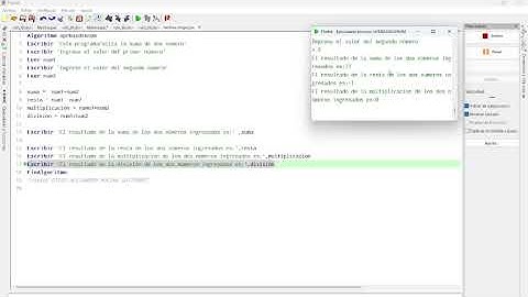 Algoritmo número 2 operaciones de dos números