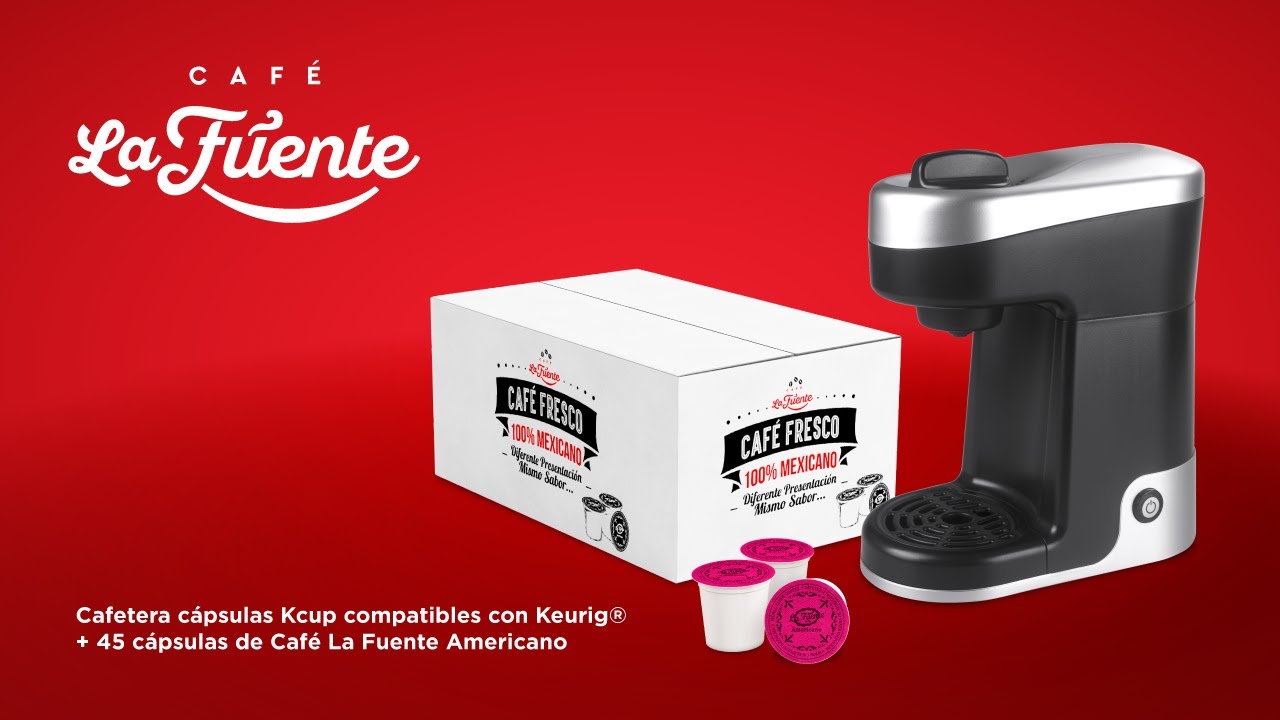 Cafetera cápsulas Kcup compatibles con Keurig®️ + 45 cápsulas de Café La  Fuente 