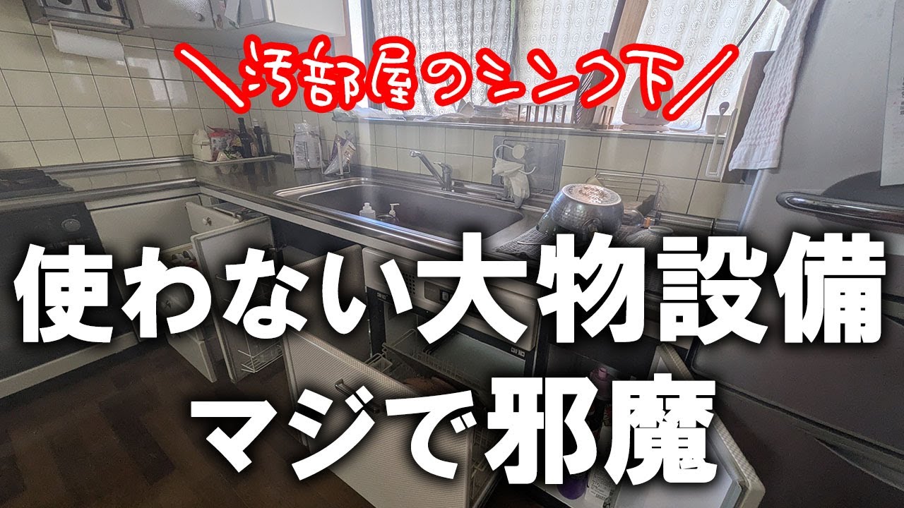 【断捨離】物で溢れていたシンク下の片付けから2年後…全部出して断捨離して収納します｜汚部屋｜ズボラ主婦｜空き家｜汚家｜台所キッチン｜シンク下｜大掃除｜2025年大掃除④