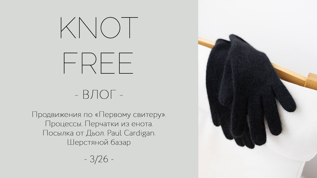 Вязальный влог -3/26-.. Первый свитер. Носки. Перчатки из енота. Шарф из Noro. ШБ