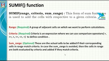 Grade 10 II NIOS II Data Entry Operations II Chapter 8 - SUM and SUMIF function in MS Excel - Part 3