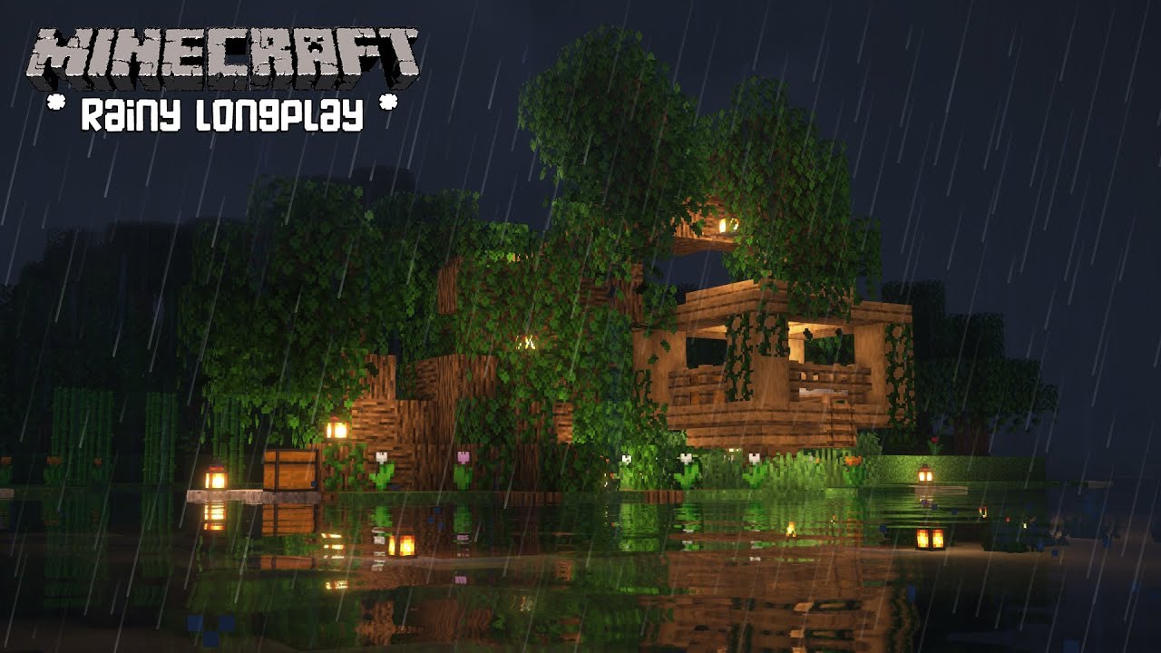 Minecraft Rainy Longplay - Building a Tree House - No Commentary - YouTube
