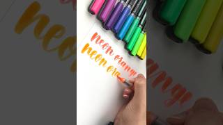 Neon Karin Markers in rainbow colors! 🍄🦁⭐️🍀🦋☂️🎀 #handlettering #calligraphy #art #brushpen