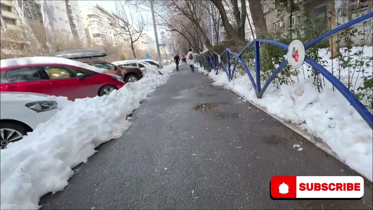 Cum arata strazile si aleele dupa zapada cazuta in  18 feruarie 2026,Bucuresti-Romania-Europa
