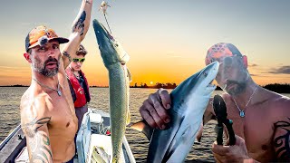 ALLIGATOR GAR vs SHARK Jug line Fishing Catch Clean Cook
