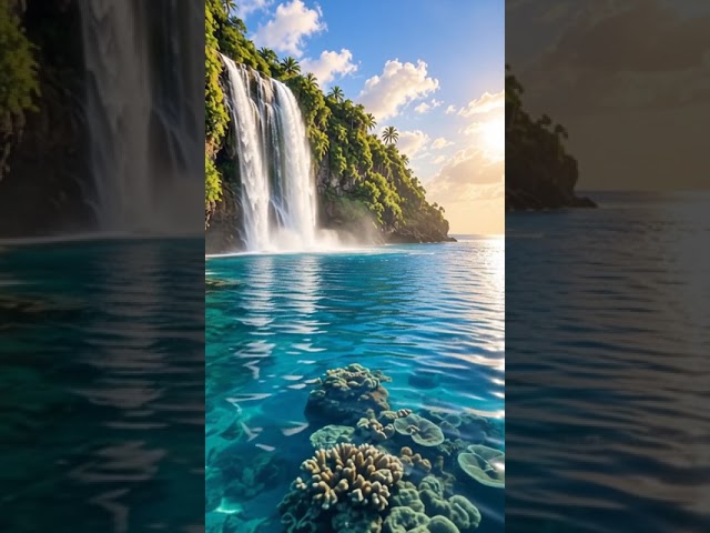 Relaxing natural waterfall 🌊❤️